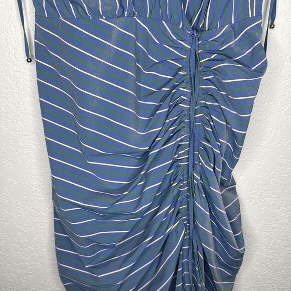 New VERONICA BEARD Teagan Striped Ruched Midi Dress Size 0 - Picture 6 of 16